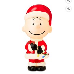 Christmas Blow Mold Outdoor Decor Charlie Brown Santa Peanuts In Hand HARD FIND