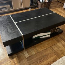 Modern Black Coffee Table (Two-Tier / Storage)