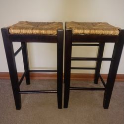Two Wicker Stool Chairs