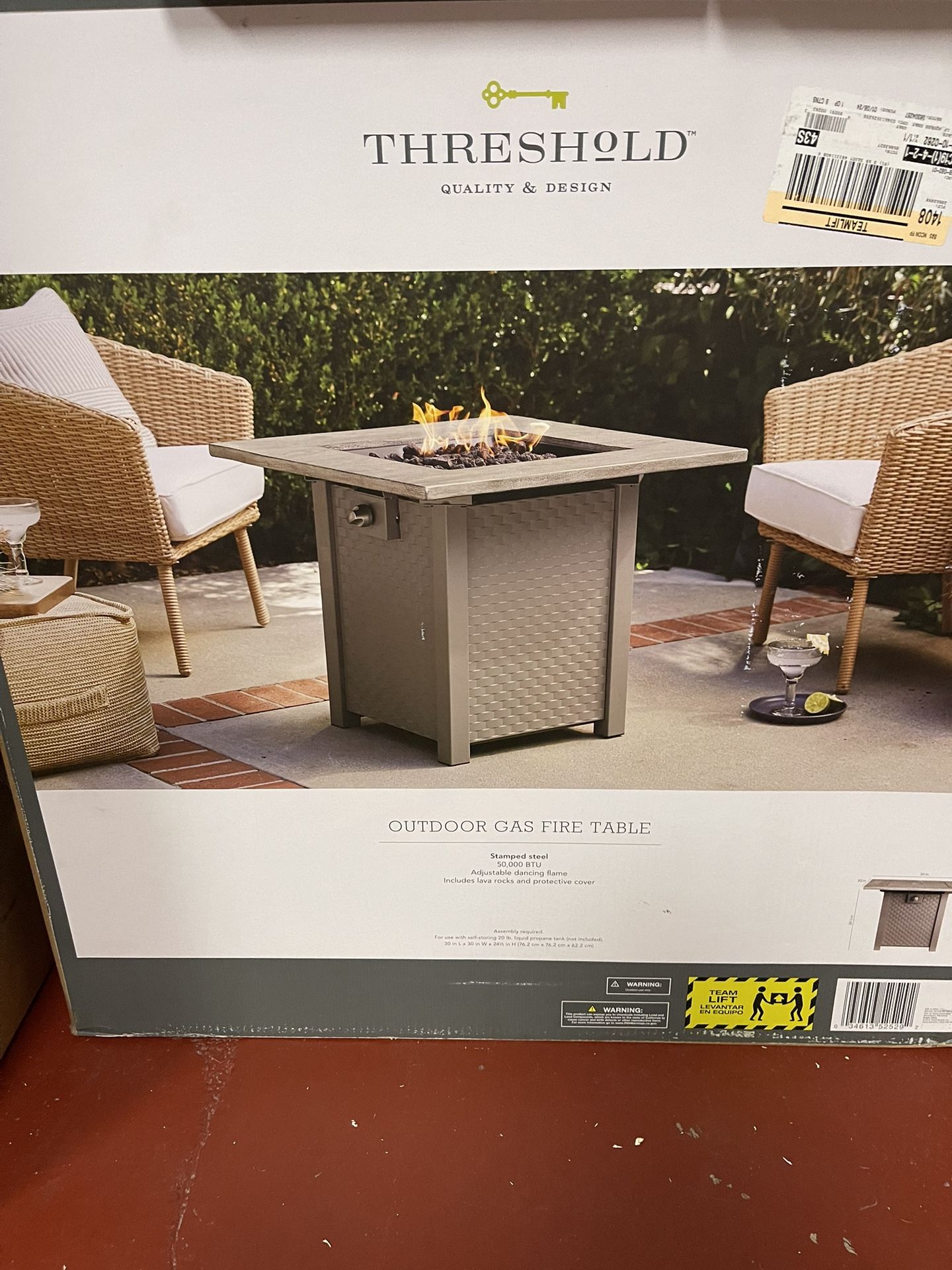 30" Square Stamped Steel Wicker Outdoor Fire Pit - Thresholdâ„¢