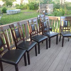 Six Dinette Wood Chairs