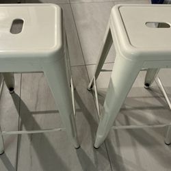 2- White 24” Metal Bar Stools