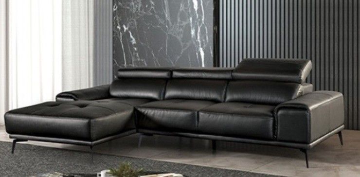 Brand New Black Leather Modern Style Sectional Sofa