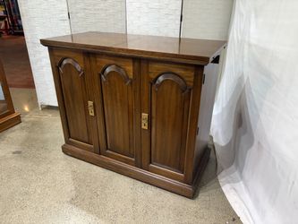 Vintage Solid Cherry Traditional Flip Top Server Buffet on Wheels