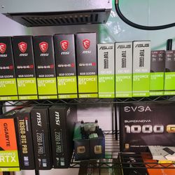 Gaming Equipment: EVGA Supernova, Asus Tuf, PNY XLR8, Gaming X MSI, Biostar, Gigabyte RTX, Corsair, Thermaltake