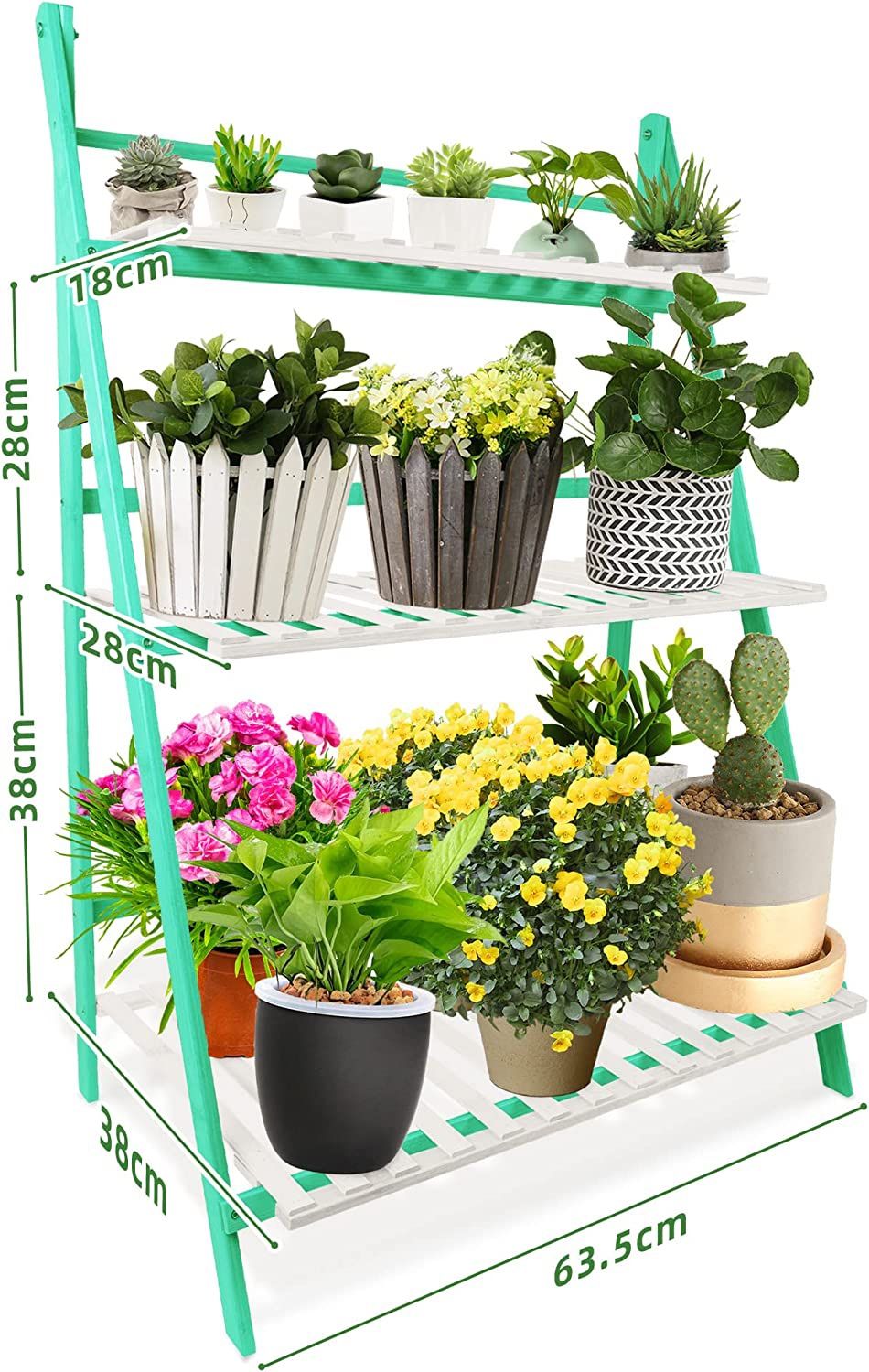 Bamboo Ladder Plant Stands 3 Tier Foldable Plant Shelf NEW IN BOX