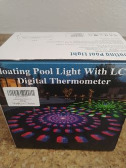 Floating pool light with LCD digital thermometer