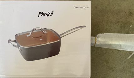 Parini 6 Qt copper non stick square pan with lid