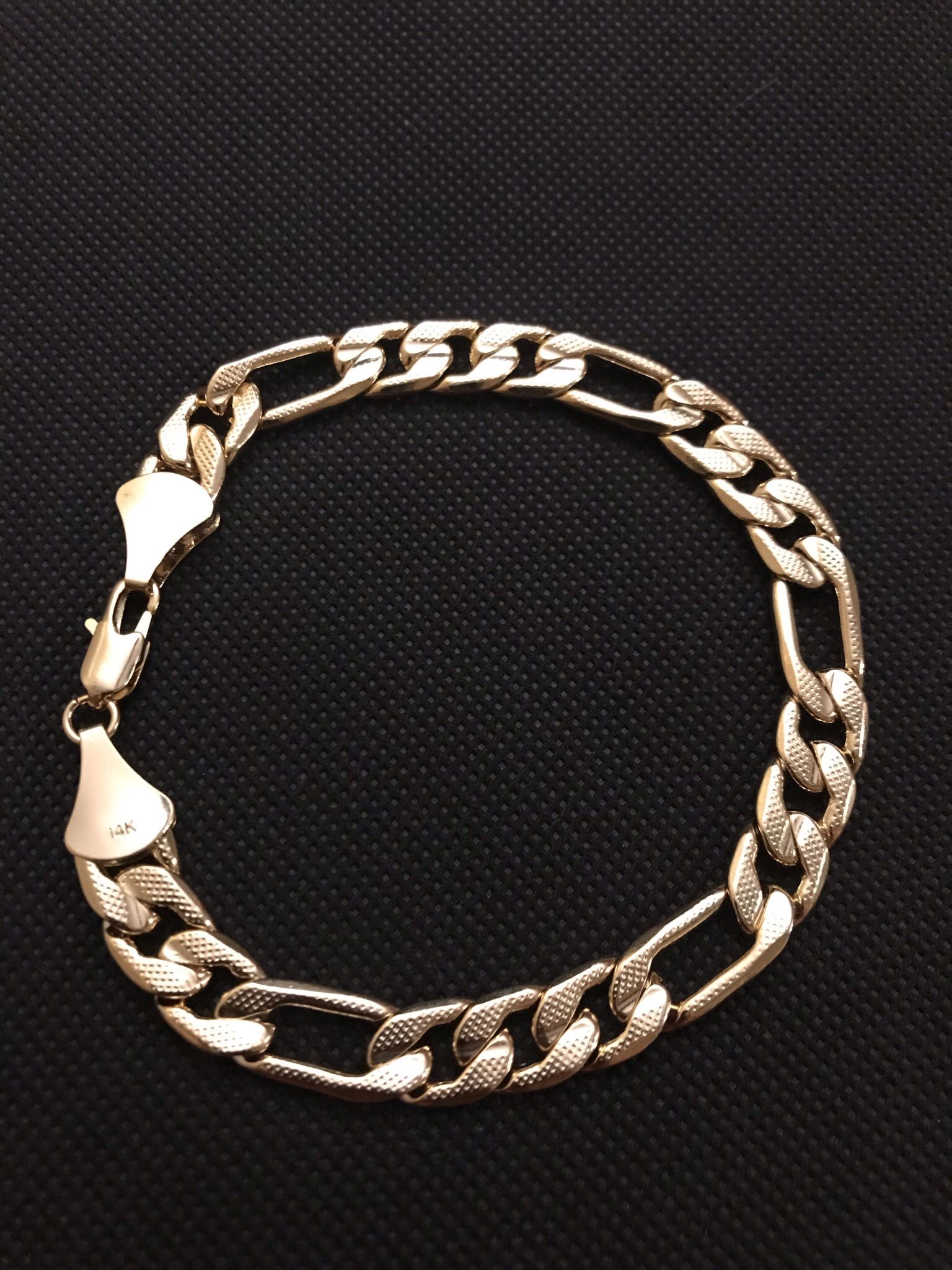 14k Gold Plated Figaro Bracelet 10mm 9"