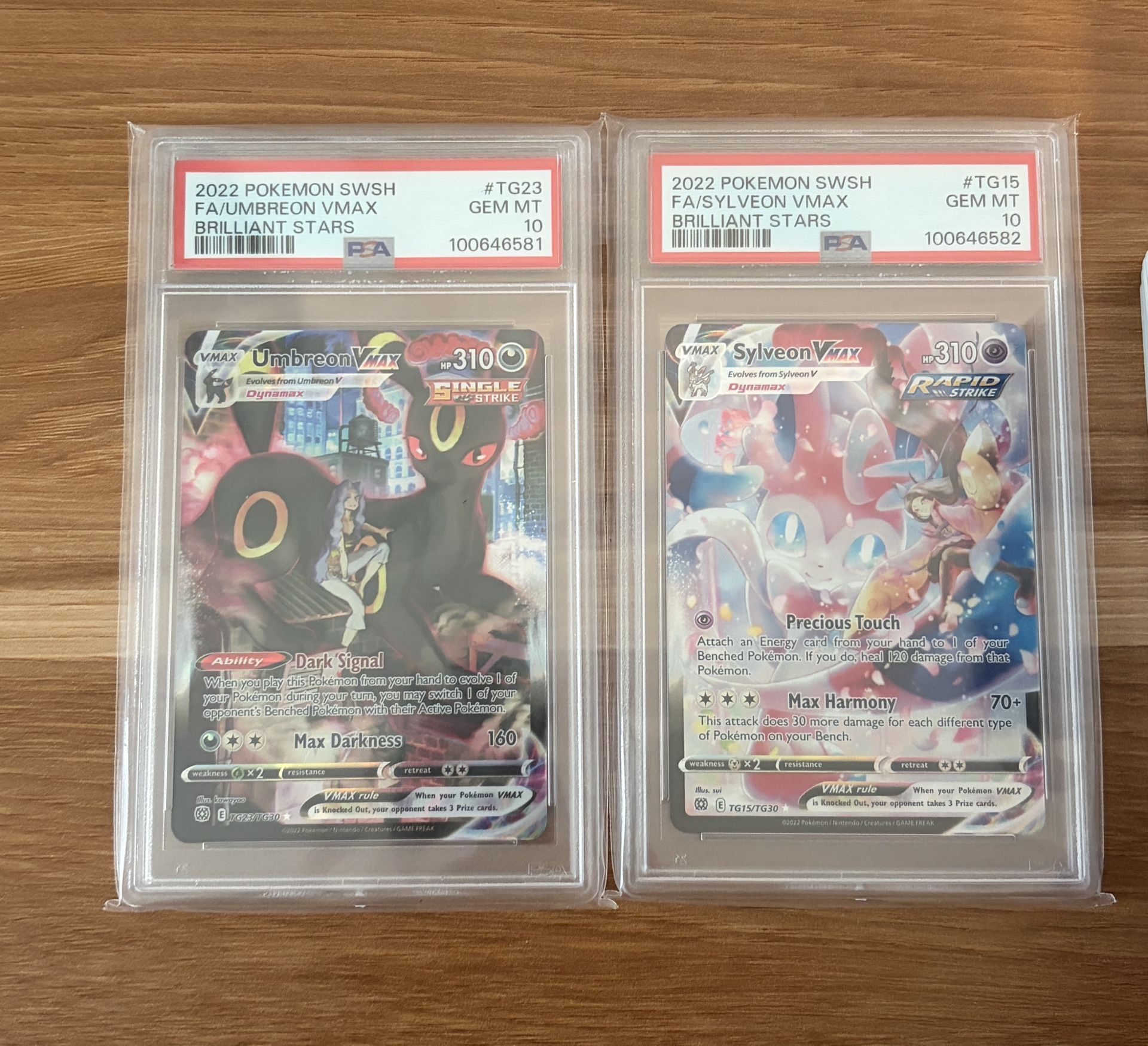 Pokémon Umbreon Vmax and Sylveon Vmax Sequential PSA 10s Brilliant Stars