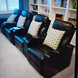 4 Reclining Leather Power Media(Theatre Seats)