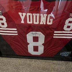 Steve Young Signed Wilson Jersey Framed Pre Owned 