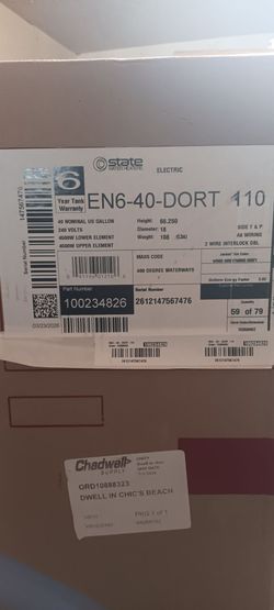 40 Gallon electric water heater  (Tall)