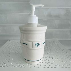 Vintage Longaberger Pottery Woven Traditions Classic Green Liquid Soap/ Lotion Dispenser USA