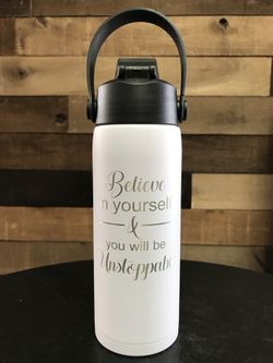 New Aquatix Motivational Double Wall Insulated Bottle White 21 ounce Keeps your water cold 24 hours hot 6 hours