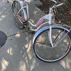Vintage Rare / Pink & White / Original  S7 Schwinn Rim And Tires/ Has Front And Rear Vintage Racks Rides Smooth / Just In Time For Spring 