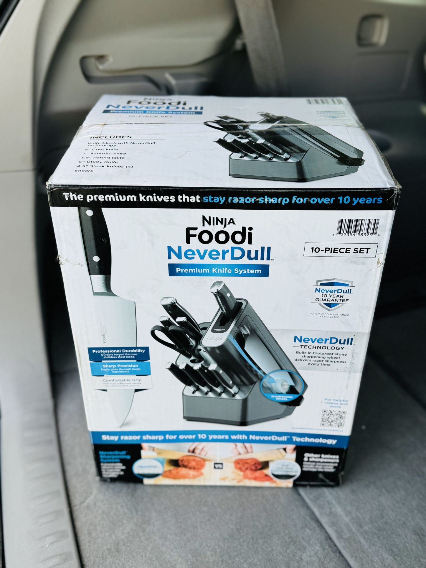 Ninja Foodi NeverDull 10-Piece Stainless Steel Essential Knife System with Sharpener, K12010 Black/G