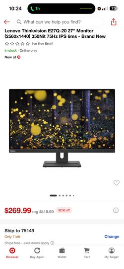 Monitor Lenovo Thinkview with built in speakers 1440P QHD without stand.