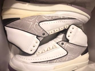 Air Jordan 2 High-Top Sneakers White Silver Size 10