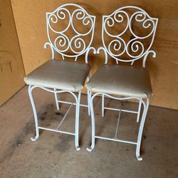 2 Rod Iron Chairs W/ Stain Resistant Fabric