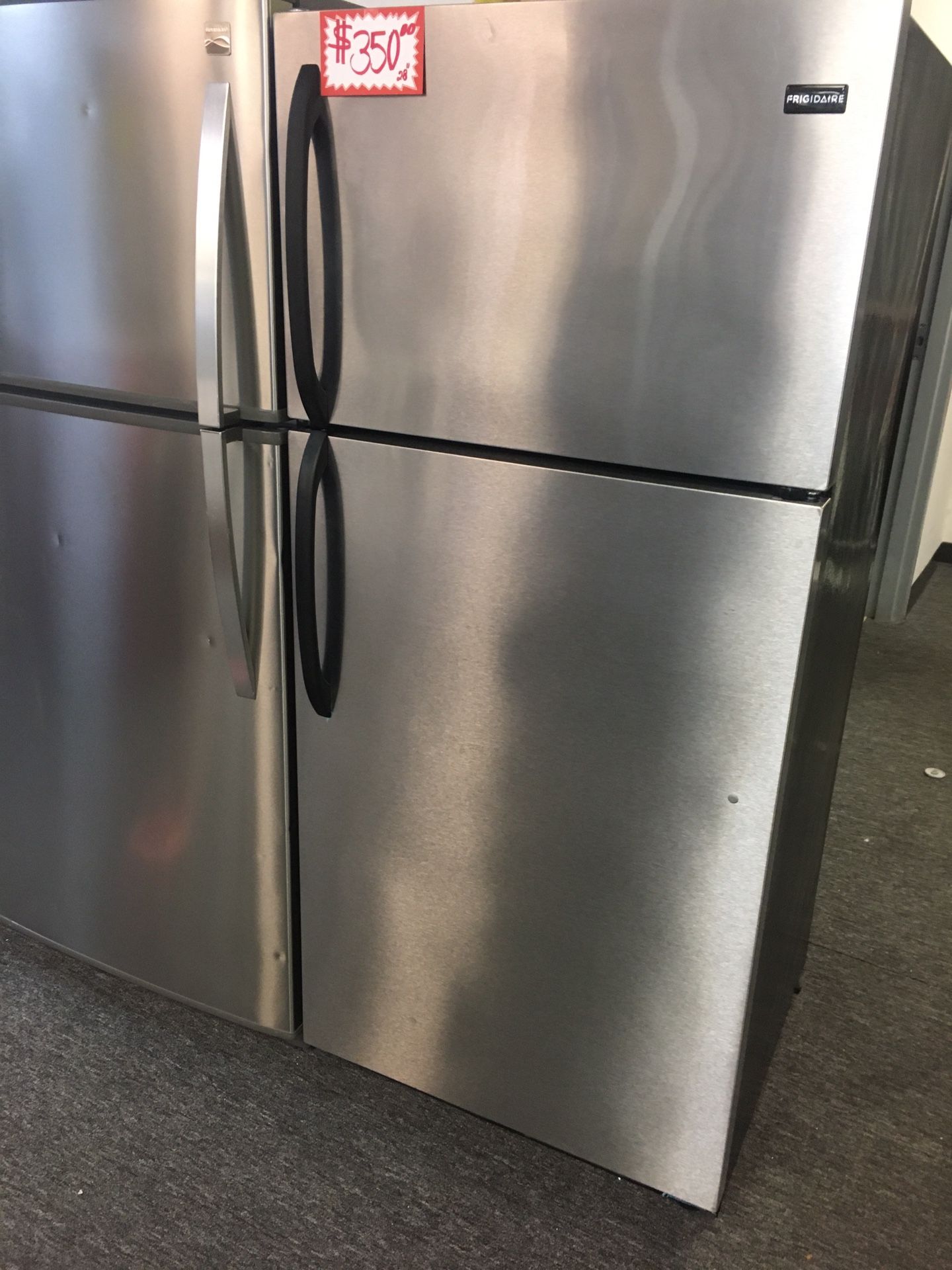 Frigidaire 28” Top Freezer Refrigerator Stainless Steel Working Perfectly 4 Months Warranty