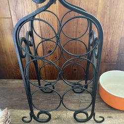Elegant Heavy Wrought Iron Wine Bottle Display 