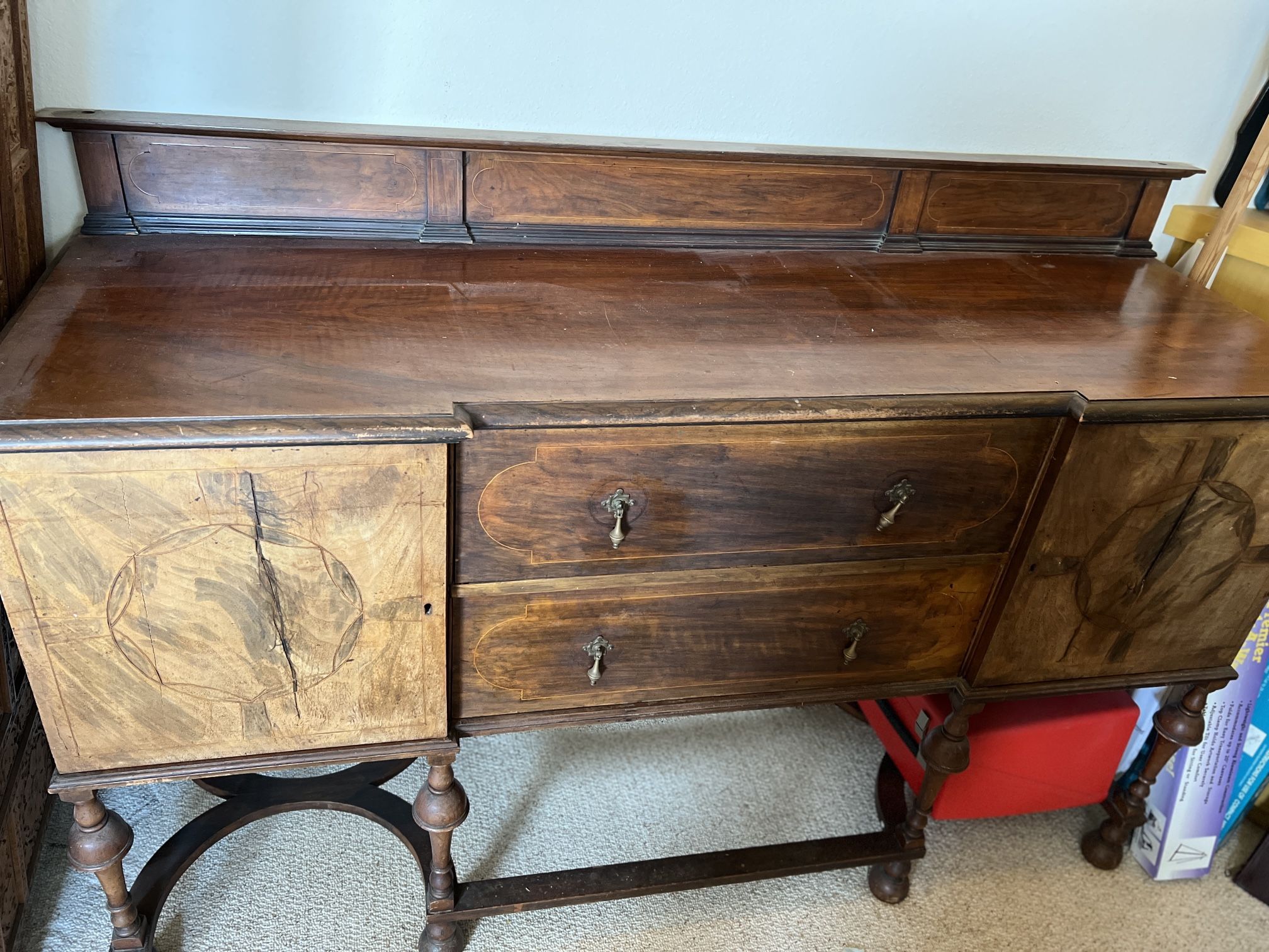 Antique Buffet Cabinet Style Solid Walnut Quality Furniture