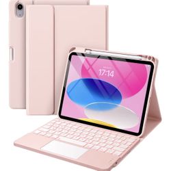 Case for iPad 11th 10th Gen with Keyboard, Folio Cover with Pencil Holder, Multi-Touch Trackpad,