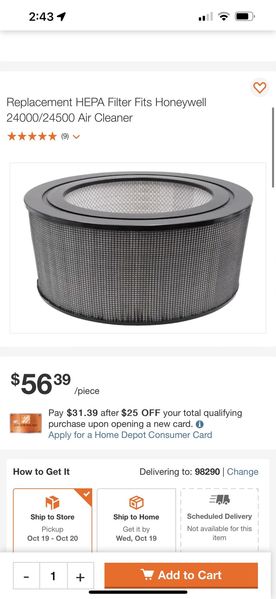 Large Hepa Filter # 2400