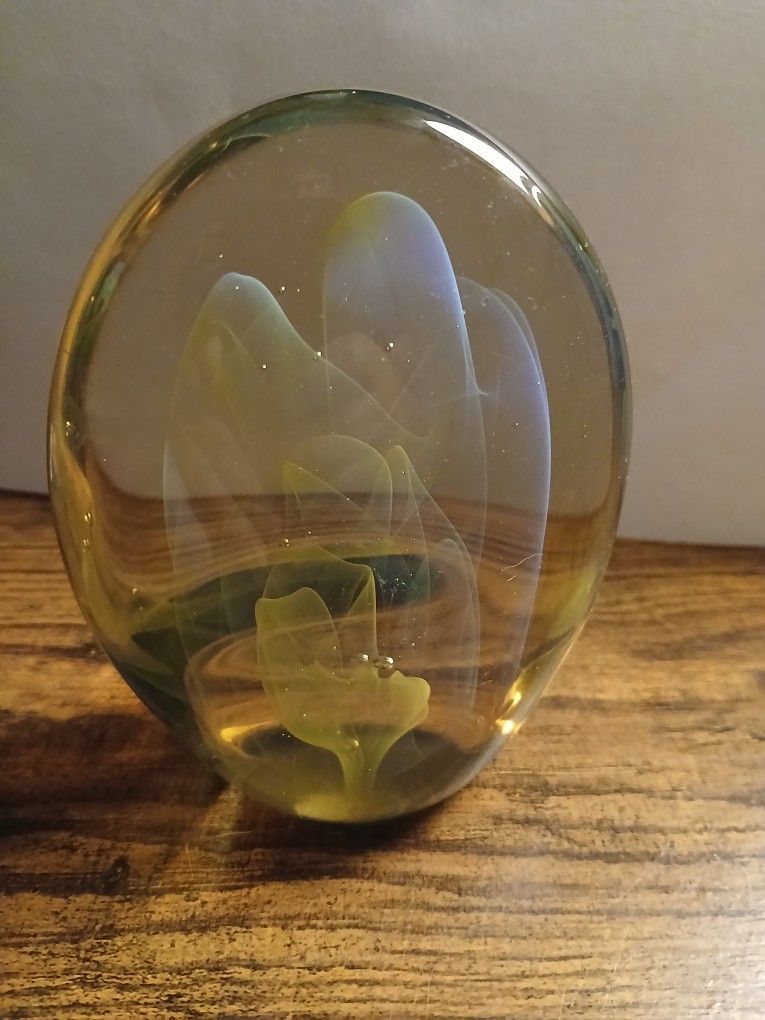 Gilbert Johnson art Glass * The Ghost Paperweight * Signed
