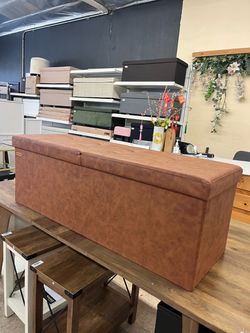 SONGMICS 43" Folding Storage Ottoman Bench w/ Flipping Lid - Coffee Brown