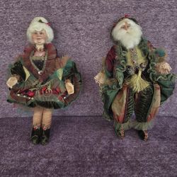 Mr & Mrs Santa Claus Wayne Kleski Collection Elf Dolls 12” vintage RARE