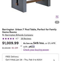 Barrington 7’ Pool Table 