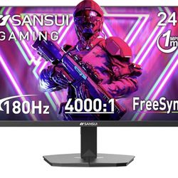 SANSUI 24 Inch Gaming Monitor 200Hz 180Hz 1Ms FreeSync HDR 110% sRGB FHD 1080P Computer Monitor HDMI DP Ports Eye Care Frameless VESA Mount Cable Mana