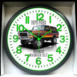 1979 Ford Bronco Ranger Glow In The Dark Wall Clock New!
