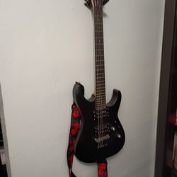 Black ESP LTD M-10 Electric Guitar w/ Floral Strap