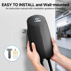 Level 2 EV Charger 40 Amp, 9.6 kW 240V Home EV Charging Station, NEMA 14-50 Plug, 25ft J1772 Cable, Wi-Fi Smart APP Control, IP65 Waterproof Wallbox E