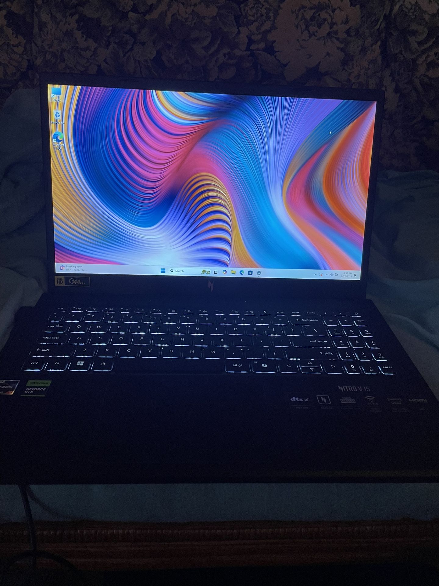 Gaming Laptop Acer Nitro V15 16gb Of Ram , 1 Nvme With Windows And 1 Extra Terabyte nvme for files or games .