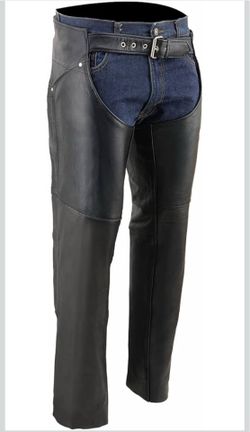 Milwaukee Leather SH1173 Women's Black Classic Hip Pocket Leather Chaps - Medium