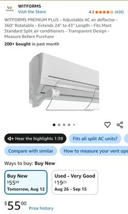 WITFORMS PREMIUM PLUS - Adjustable AC air deflector - 360° Rotatable - Extends 24" to 43" Length