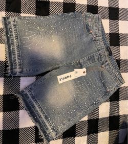 Purple Brand Denim Shorts with Crystal Embellishments