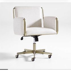 Caterina Natural Upholstered Office Chair with Brass Base Crate & Barrel