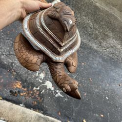 Sea Turtle Wood Wooden Trinket Box Lidded 15 Inches