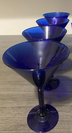 Vintage Blue Martini Glasses 