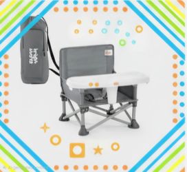 Bright Starts Pop ‘N Sit Portable Booster Seat, 3-in-1 Floor Seat, grey