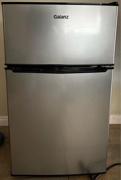 Galanz 3.1 Cu Ft Two Door Mini Fridge With Freezer Stainless Steel