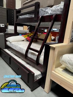 Twin full Cherry bunk bed with mattresses colchones camas nuevas