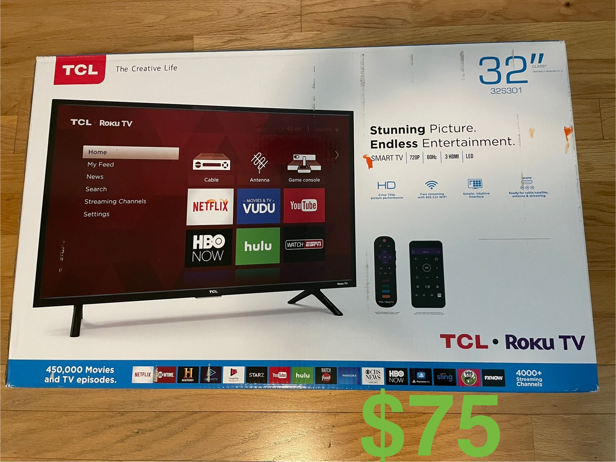 TCL Smart TV 32 Inch Roku 720P complete with box. PRICE IS FIRM. CASH ONLY. NO TRADES. For pickup in Carrollwood