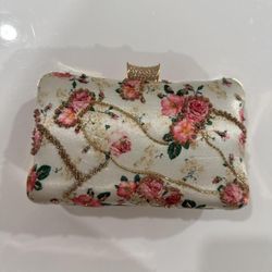 New | South Asia Dreamy Floral Satin Clutch