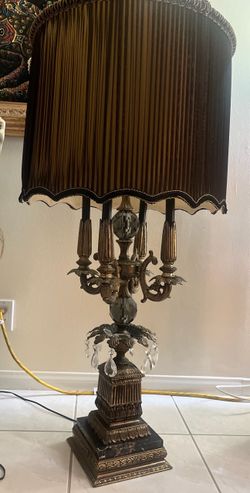 Ornate Candelabra Table Lamp with Black Shade